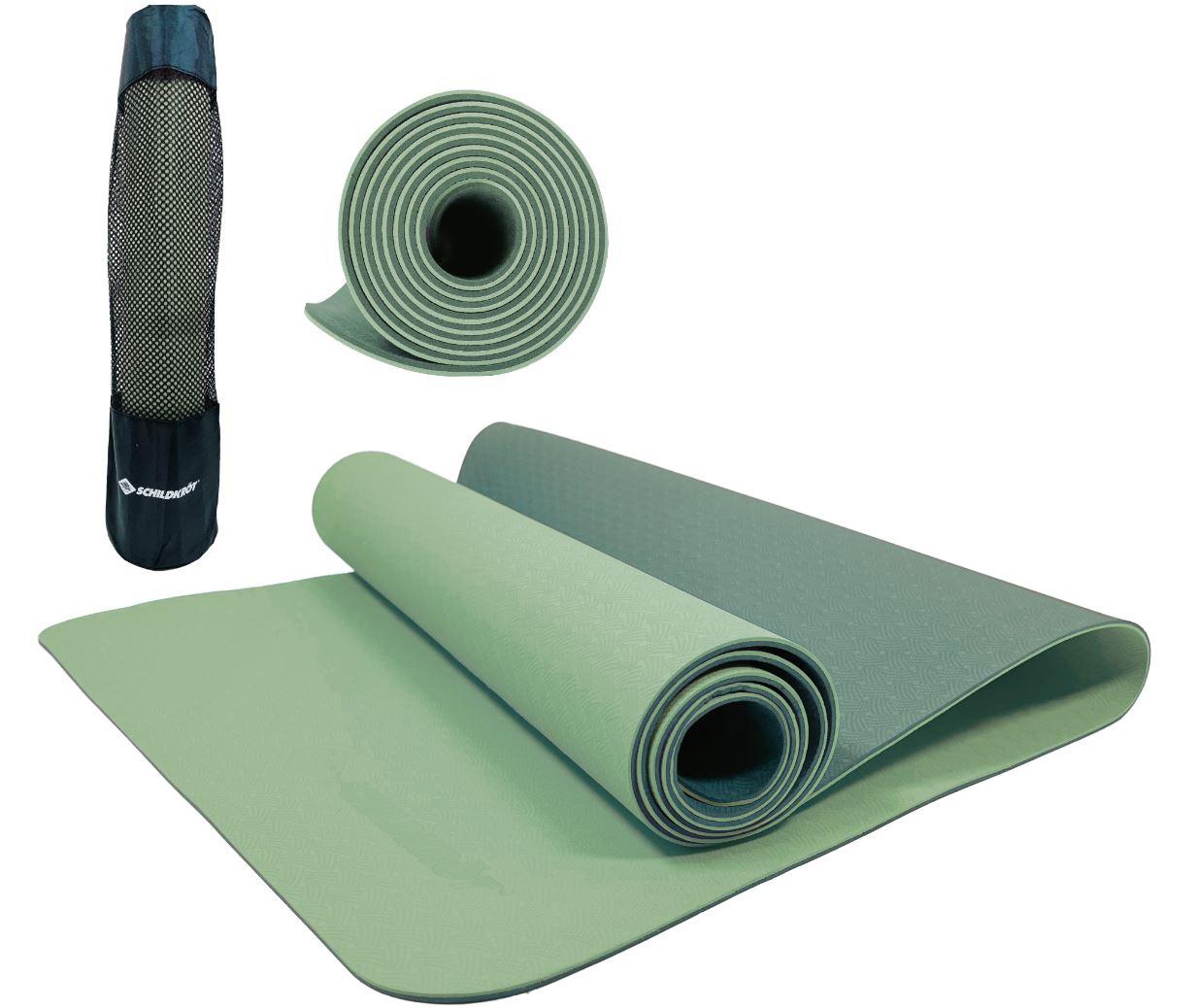 Schildkröt-Fitness - Bicolor Yogamatte, Grün-Moosgrün, 4mm, PVC-frei, im Carrybag