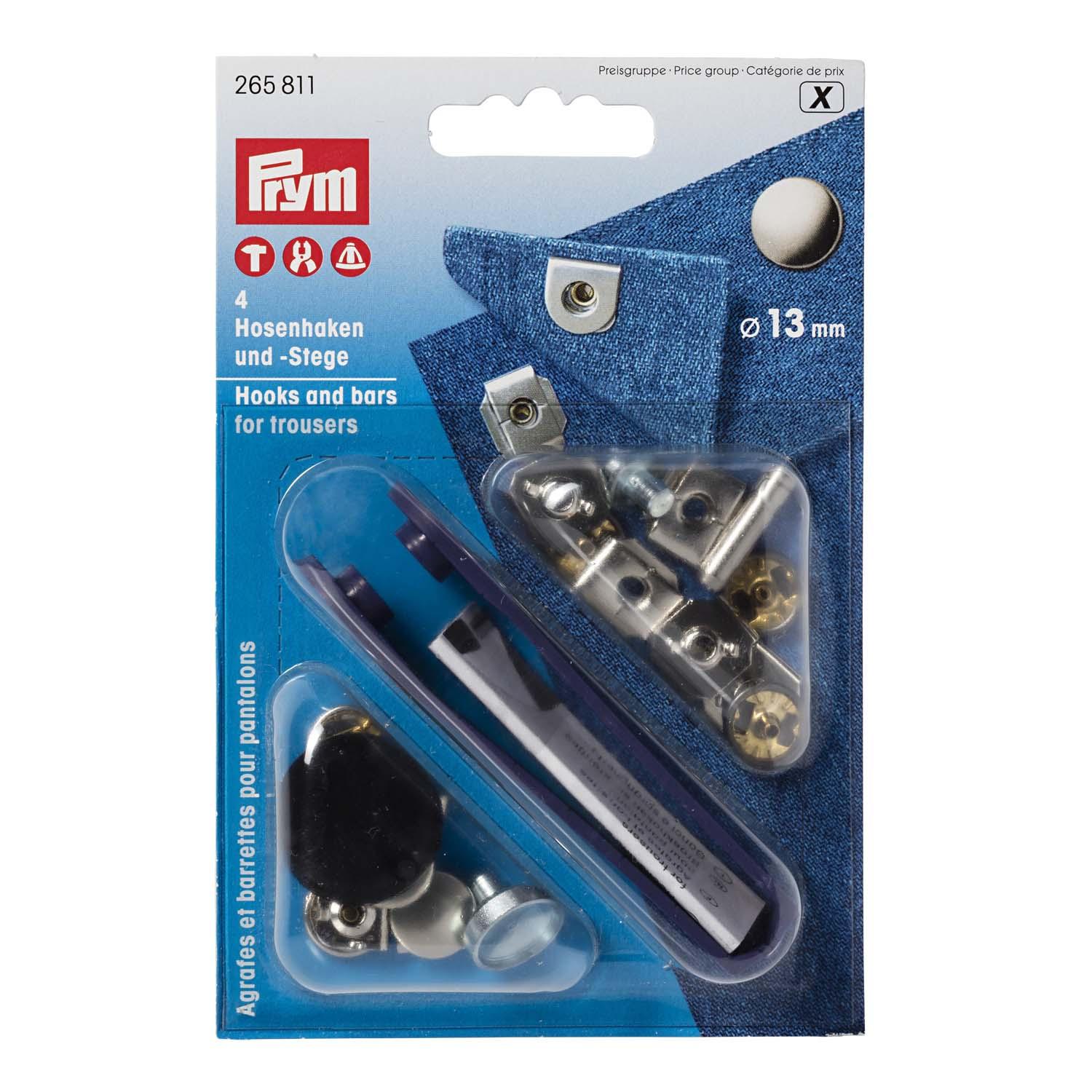 Prym nähfreie Hosenhaken und Stege ST 13 mm silberfarbig/brüniert