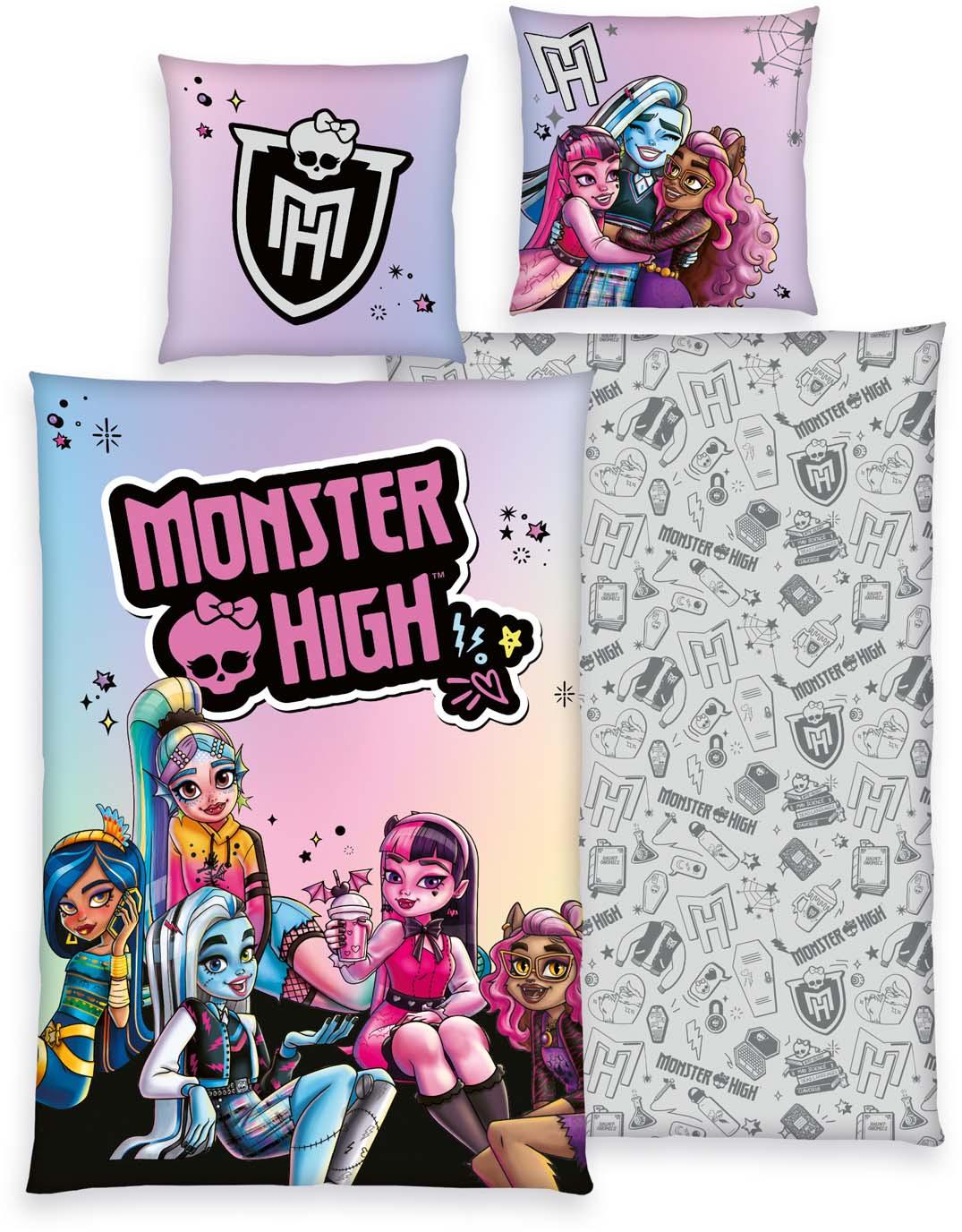 Monster High Kinderbettwäsche 80x80cm, 135x200cm