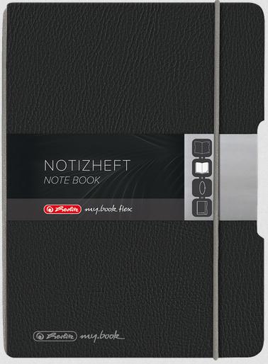 herlitz my.book flex Notizbuch Lederoptik A6 40 Blatt punktiert schwarz