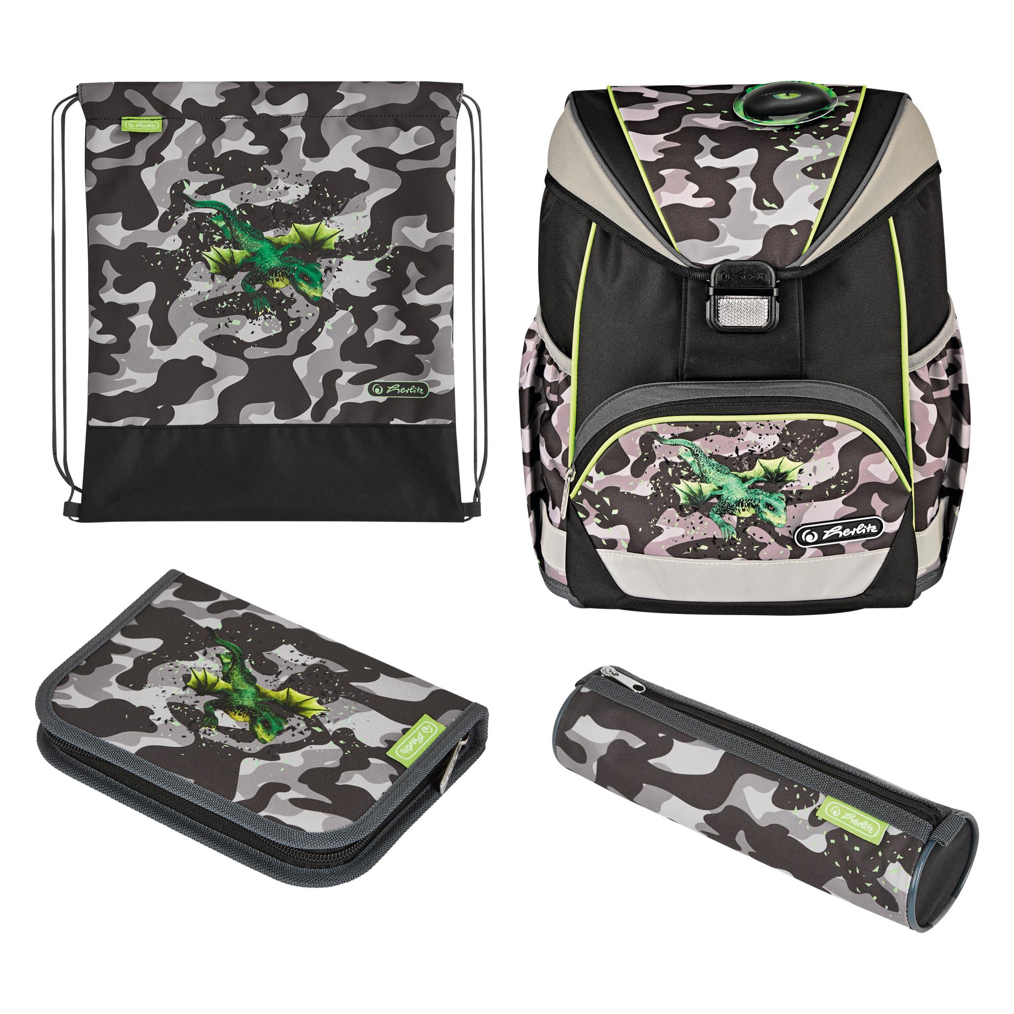 herlitz Schulranzen-Set UltraLight Plus Camo Dragon