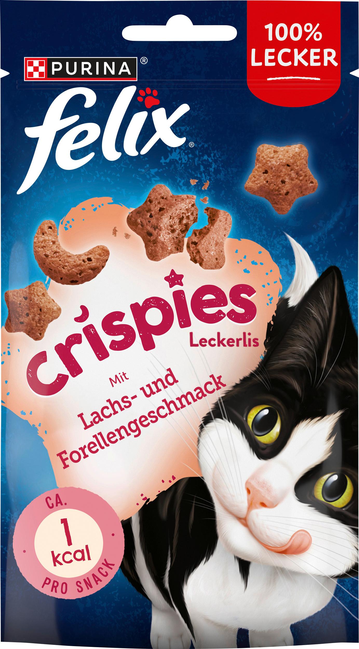 PURINA FELIX Katzenleckerlis Crispies mit Lachs- und Forellengeschmack