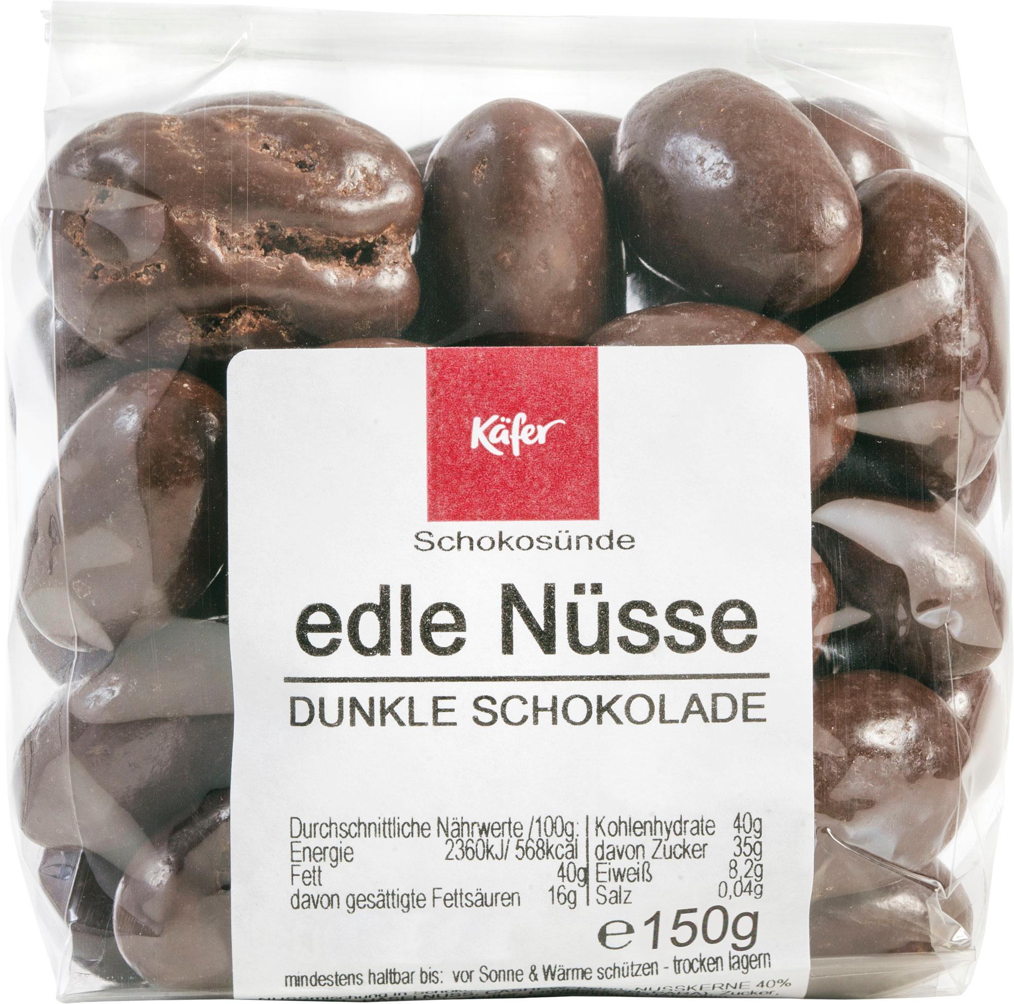Käfer edle Nüsse mit Dunkle Schokolade